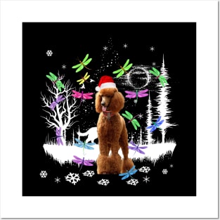 Cute Poodle Snow Christmas Dragonfly Xmas Pajamas Posters and Art